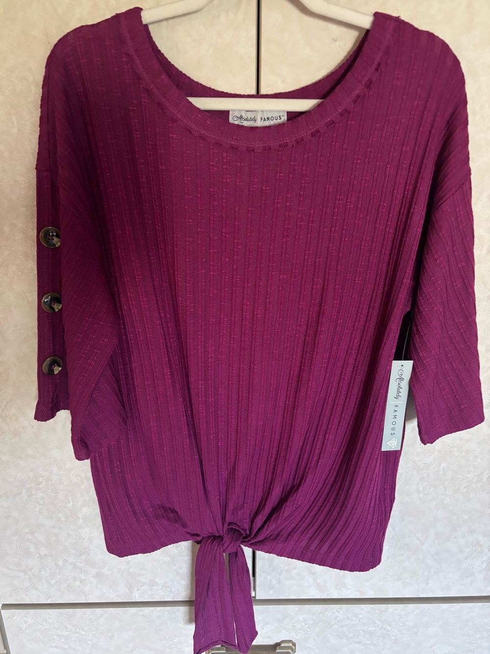 NWT Magenta ribbed knit top